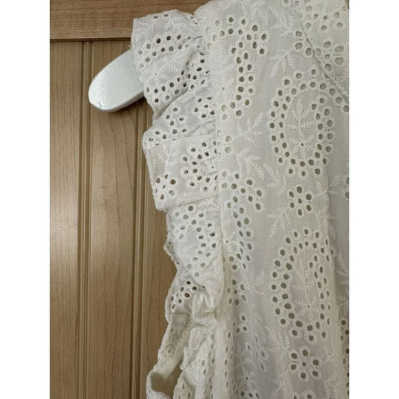 Boden white eyelet ruffle midi dress Size 6 R Spring Summer Dress - Picture 2 of 10